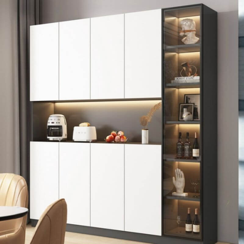 Modern White Wood Sideboard/Credenza with Open Shelves Secondary image