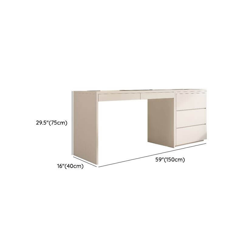 Modern White Wood Writing Desk with 5 Drawers for Kids Dimensions