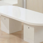 Modern White Wood Writing Desk With Green Base