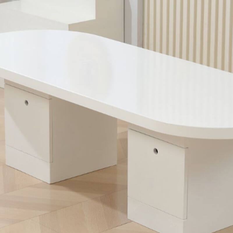 Modern White Wood Writing Desk With Green Base