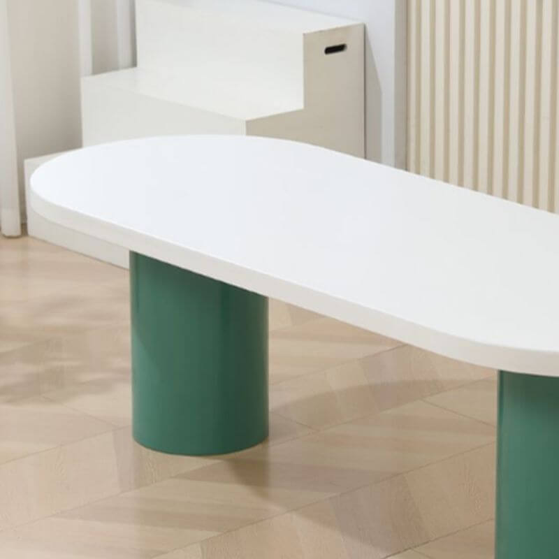 Modern White Wood Writing Desk With Green Base