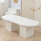 Modern White Wood Writing Desk With Green Base