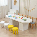 Modern White Wood Writing Desk With Green Base