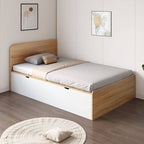 Modern White Wooden Bed with Storage for Kids and Teens
