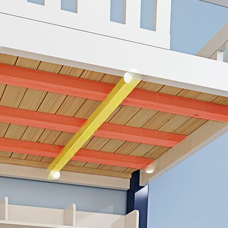 Modern White Wooden Bunk Bed with Ladder and 2 Mattresses