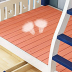 Modern White Wooden Bunk Bed with Ladder and 2 Mattresses