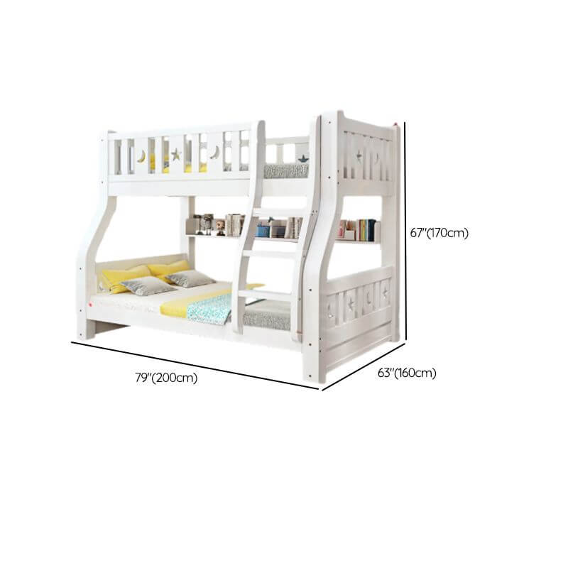 Modern White Wooden Bunk Bed with Ladder and 2 Mattresses Dimensions