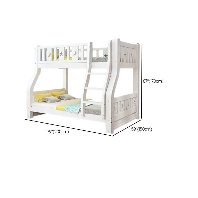 Modern White Wooden Bunk Bed with Ladder and 2 Mattresses Dimensions