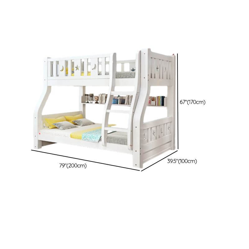 Modern White Wooden Bunk Bed with Ladder and 2 Mattresses Dimensions