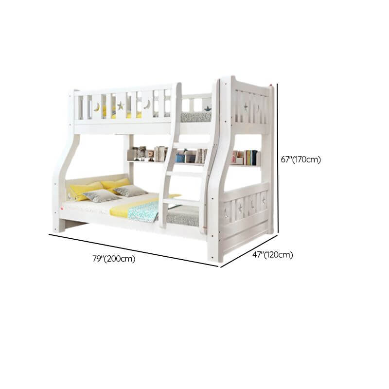 Modern White Wooden Bunk Bed with Ladder and 2 Mattresses Dimensions