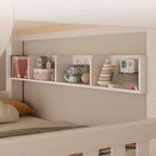 Modern White Wooden Bunk Bed with Ladder and Two Mattresses