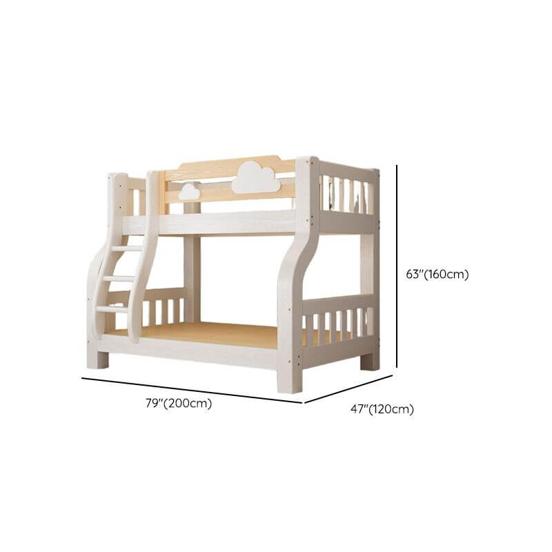 Modern White Wooden Bunk Bed with Ladder for Kids' Rooms Dimensions