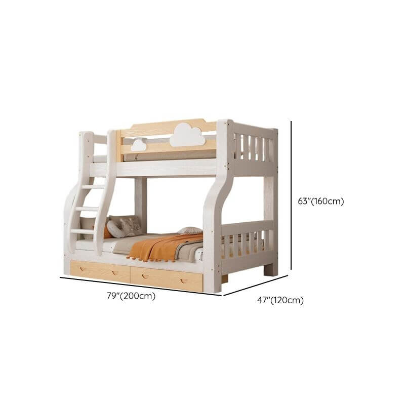 Modern White Wooden Bunk Bed with Ladder for Kids' Rooms Dimensions