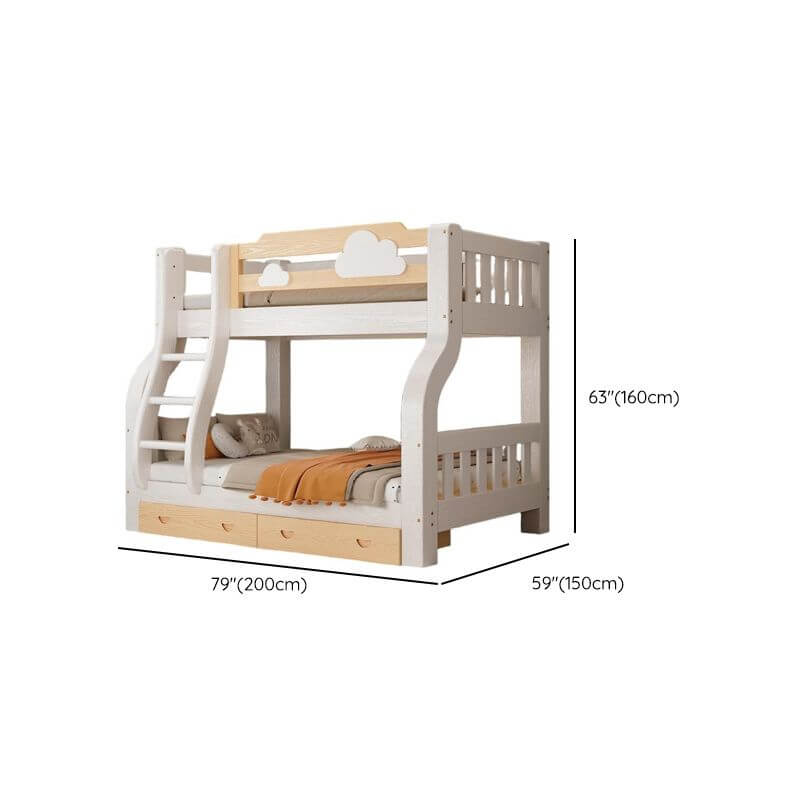 Modern White Wooden Bunk Bed with Ladder for Kids' Rooms Dimensions