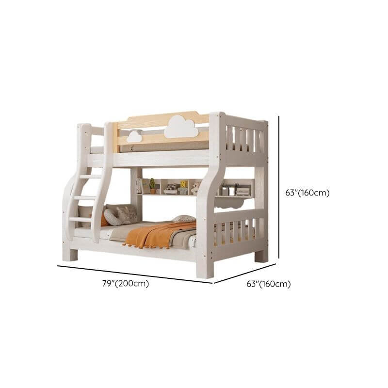 Modern White Wooden Bunk Bed with Ladder for Kids' Rooms Dimensions