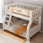 Modern White Wooden Bunk Bed with Ladder for Kids' Rooms Main Product Image