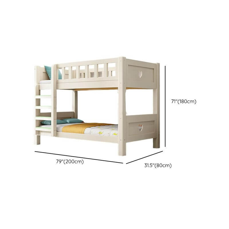 Modern White Wooden Kids Bunk Bed with Ladder and Mattress Dimensions