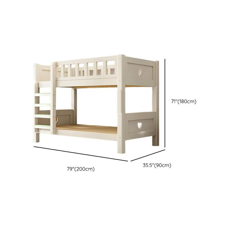 Modern White Wooden Kids Bunk Bed with Ladder and Mattress Dimensions