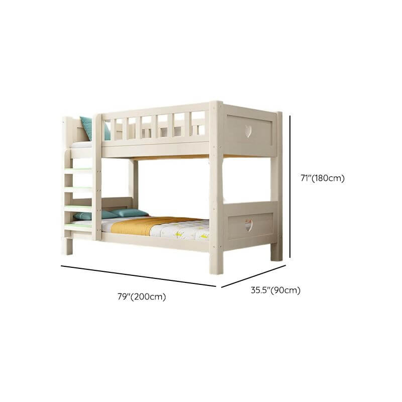Modern White Wooden Kids Bunk Bed with Ladder and Mattress Dimensions