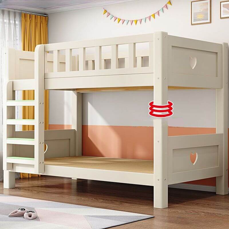 Modern White Wooden Kids Bunk Bed with Ladder and Mattress Main Product Image