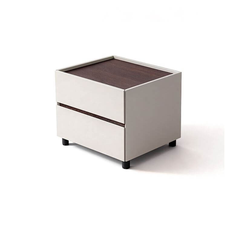 Modern White Wooden Nightstand With Drawers