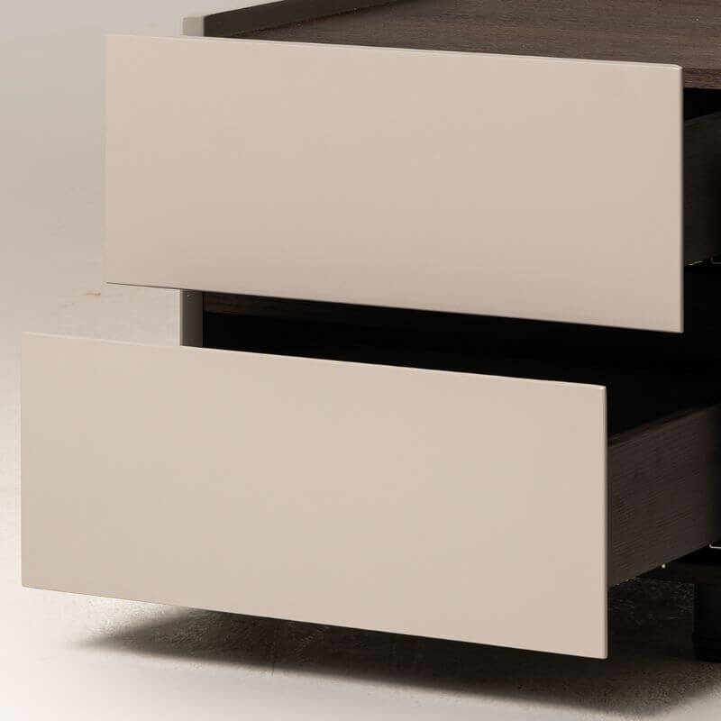 Modern White Wooden Nightstand With Drawers