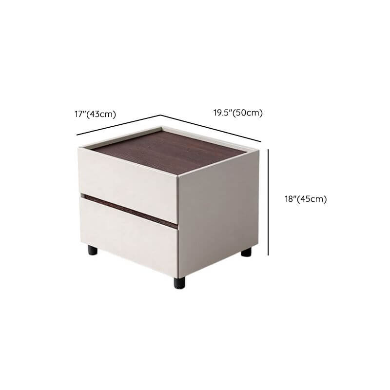 Modern White Wooden Nightstand With Drawers Dimensions