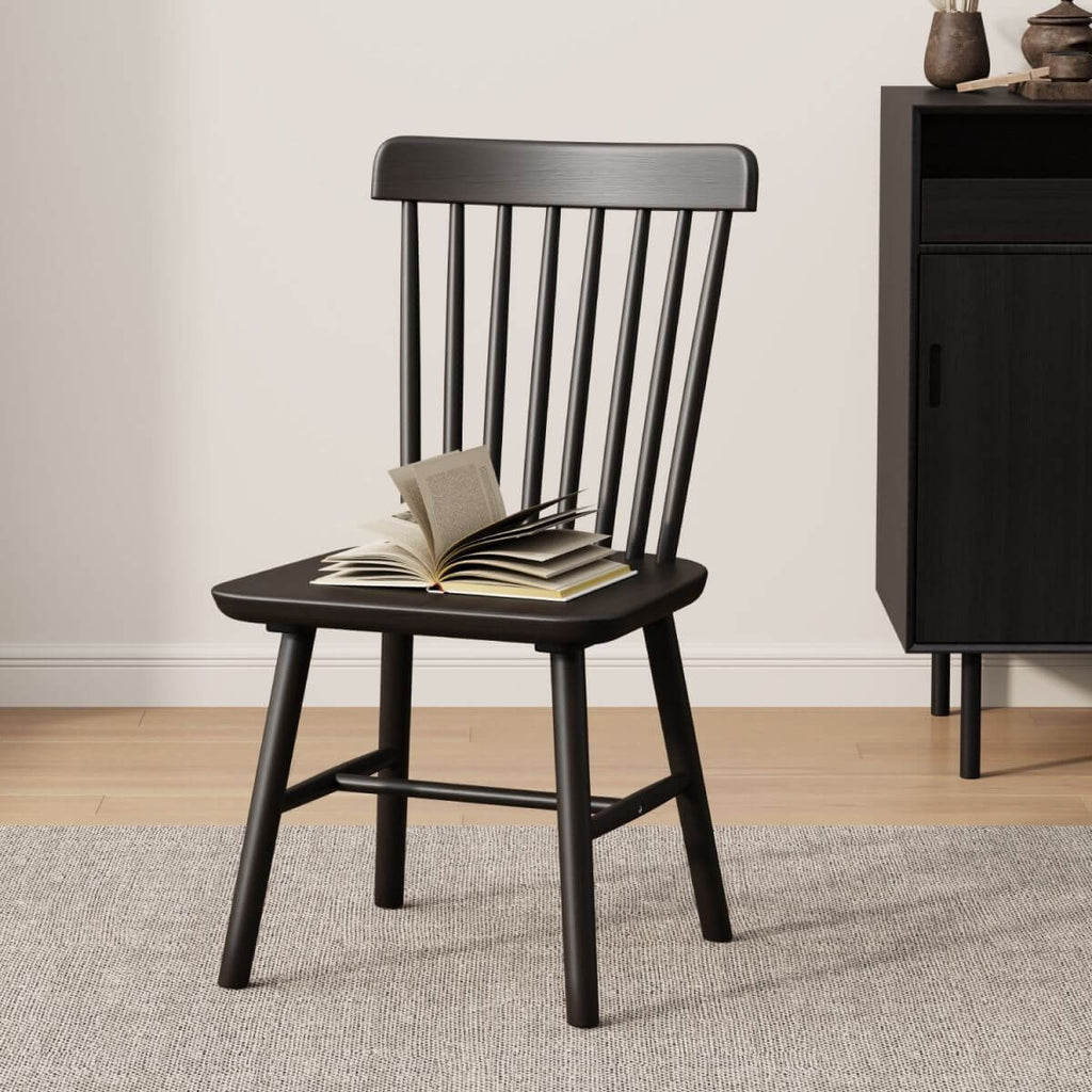Modern Windsor Back Solid Wood Side Chair – Armless Dining & Accent Seating