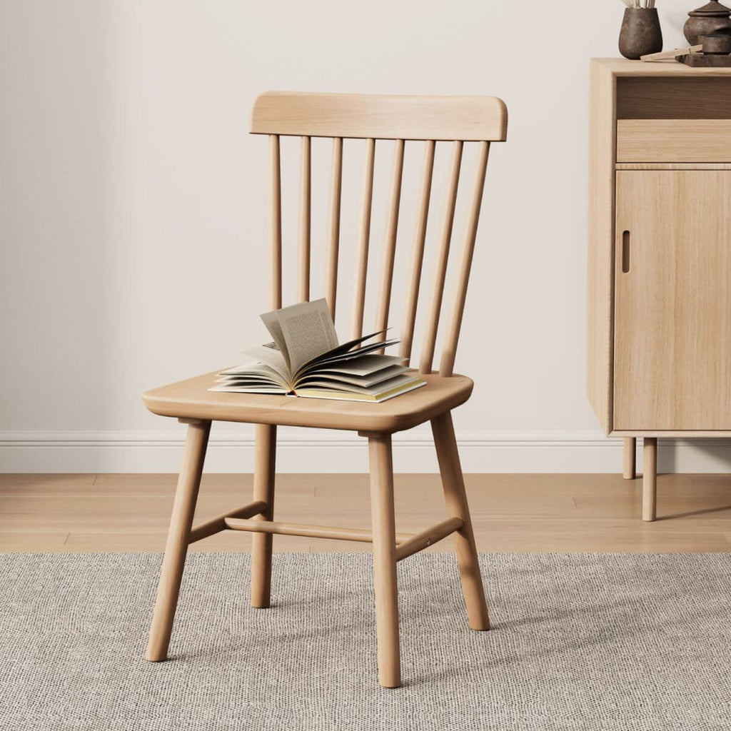 Modern Windsor Back Solid Wood Side Chair – Armless Dining & Accent Seating