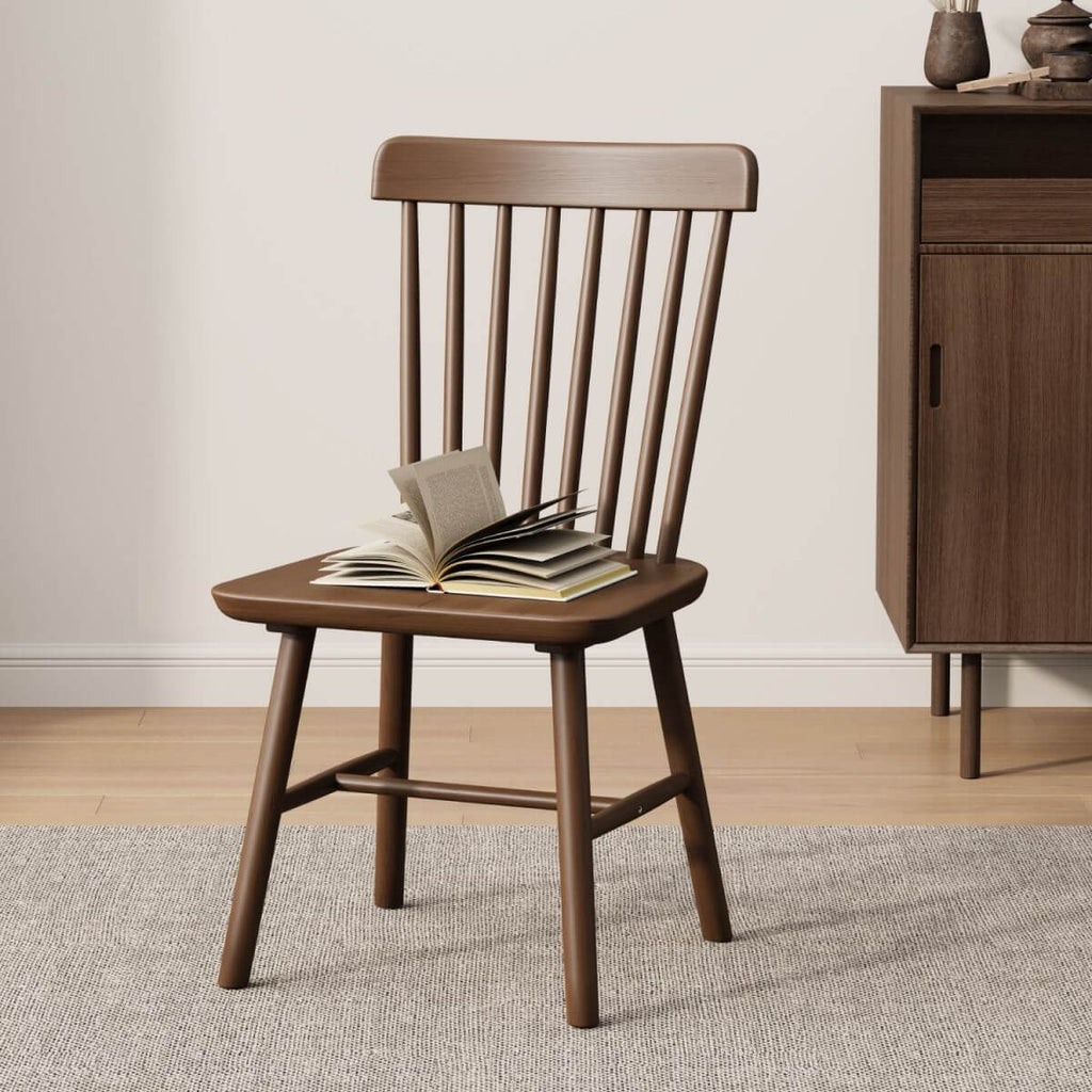 Modern Windsor Back Solid Wood Side Chair – Armless Dining & Accent Seating