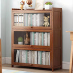 Modern Wood Barrister Bookcase with Glass Doors and Open Shelving