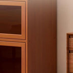 Modern Wood Barrister Bookcase with Glass Doors and Open Shelving