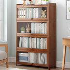 Modern Wood Barrister Bookcase with Glass Doors and Open Shelving
