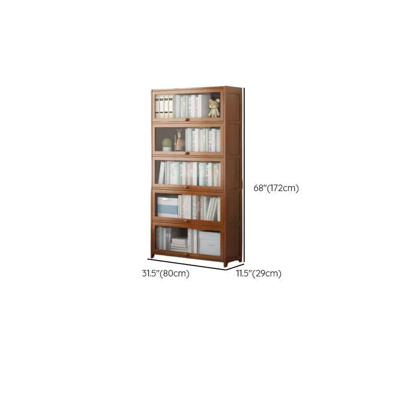 Modern Wood Barrister Bookcase with Glass Doors and Open Shelving Dimensions