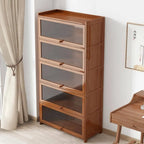 Modern Wood Barrister Bookcase with Glass Doors and Open Shelving Main Product Image