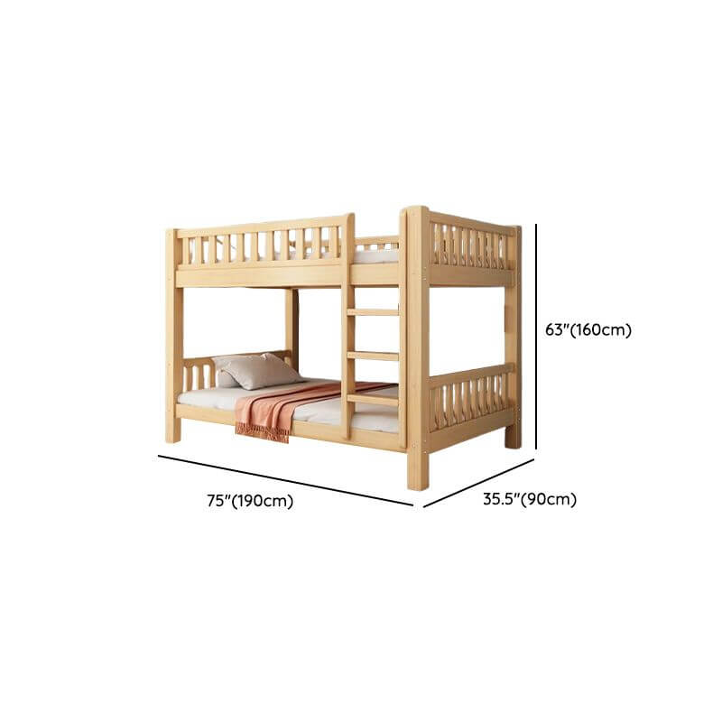 Modern Wood Bunk Bed with Bookshelf and Ladder Dimensions