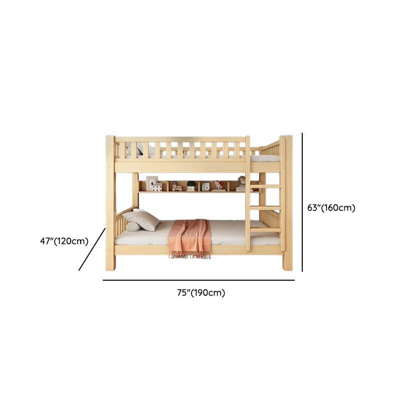 Modern Wood Bunk Bed with Bookshelf and Ladder Dimensions