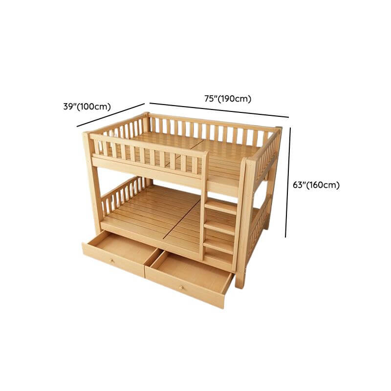 Modern Wood Bunk Bed with Bookshelf and Ladder Dimensions