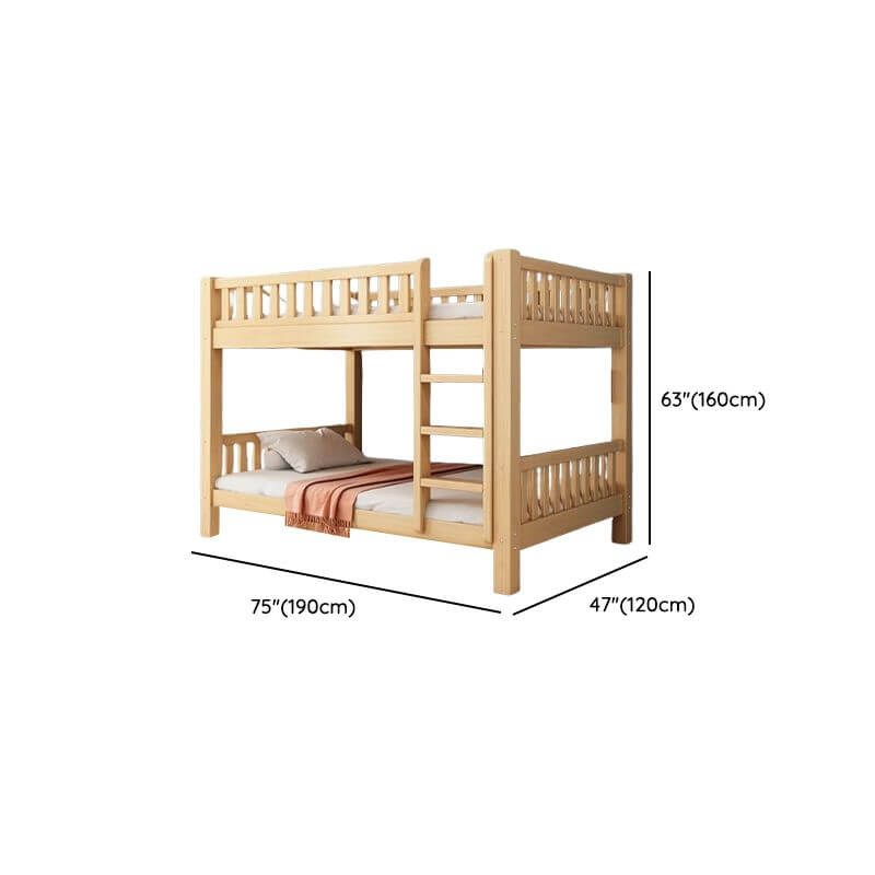 Modern Wood Bunk Bed with Bookshelf and Ladder Dimensions