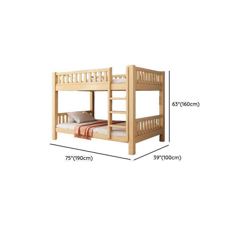 Modern Wood Bunk Bed with Bookshelf and Ladder Dimensions