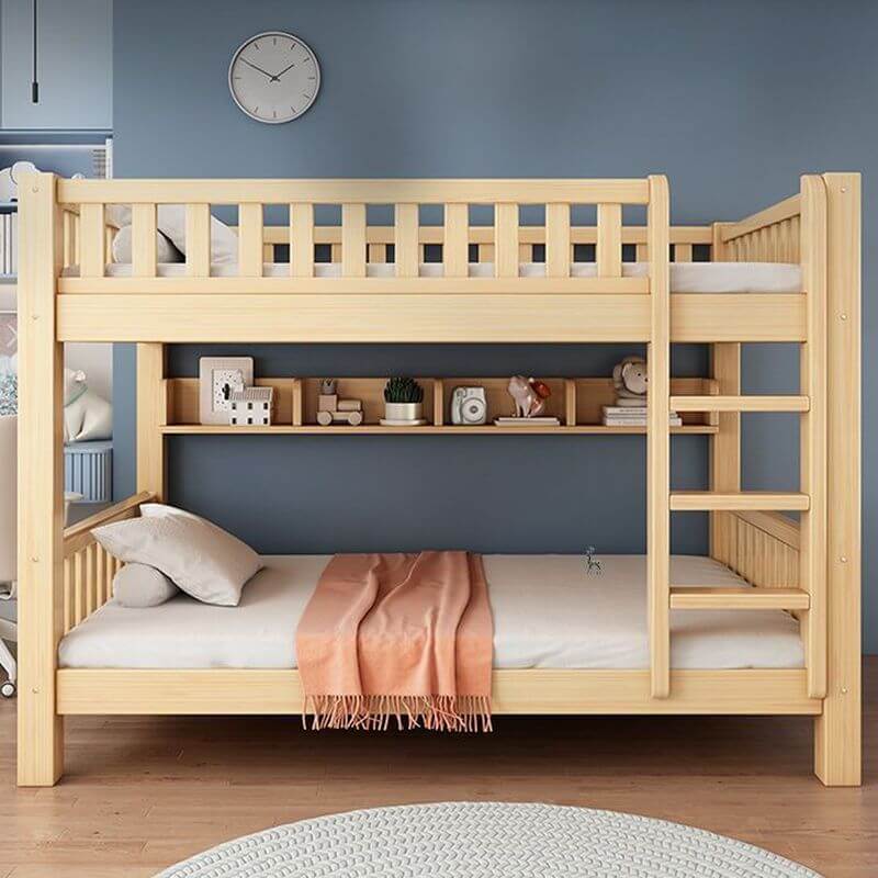 Modern Wood Bunk Bed with Bookshelf and Ladder Main Product Image