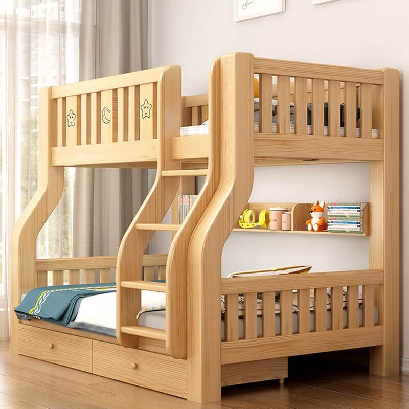 Modern Wood Bunk Bed with Bookshelf, Drawers & Ladder Secondary image