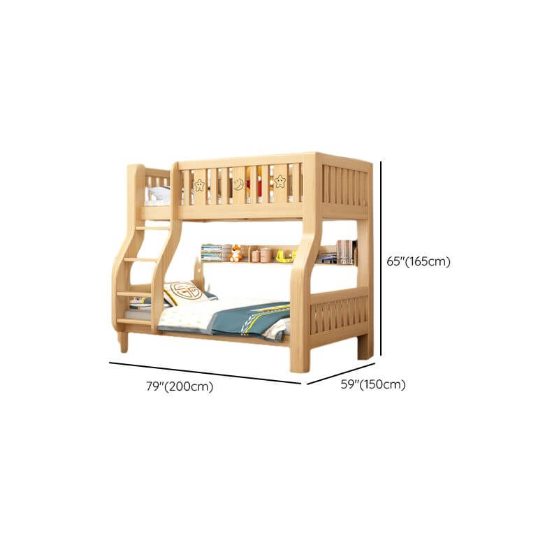 Modern Wood Bunk Bed with Bookshelf, Drawers & Ladder Dimensions