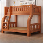 Modern Wood Bunk Bed with Ladder and Storage Features