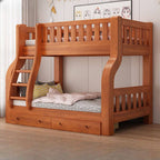 Modern Wood Bunk Bed with Ladder and Storage Features