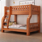 Modern Wood Bunk Bed with Ladder and Storage Features