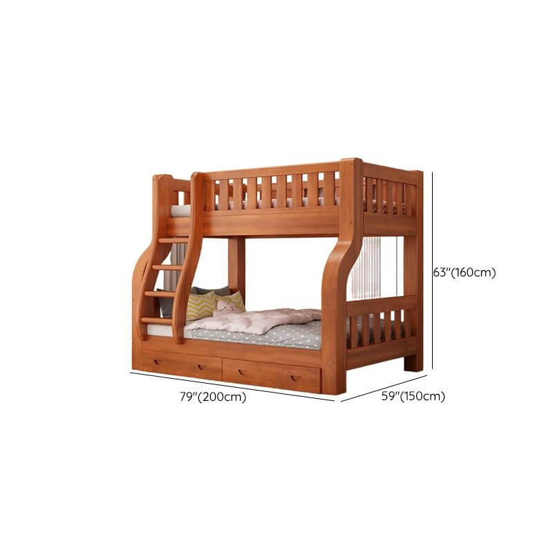 Modern Wood Bunk Bed with Ladder and Storage Features Dimensions