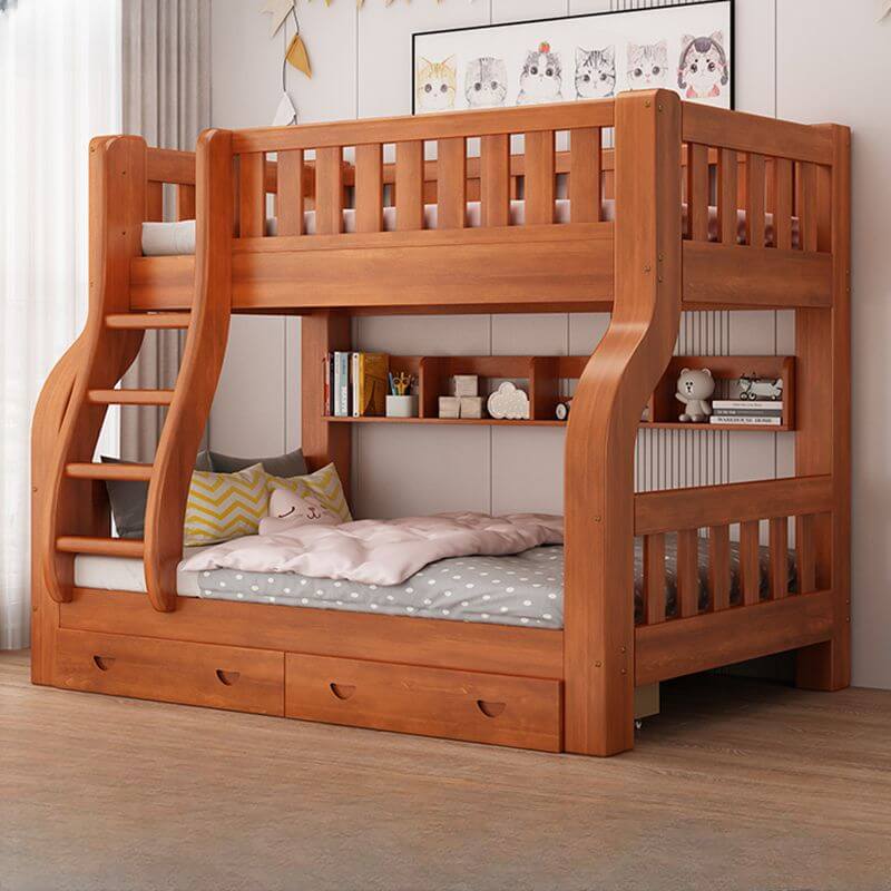 Modern Wood Bunk Bed with Ladder and Storage Features Main Product Image Main image