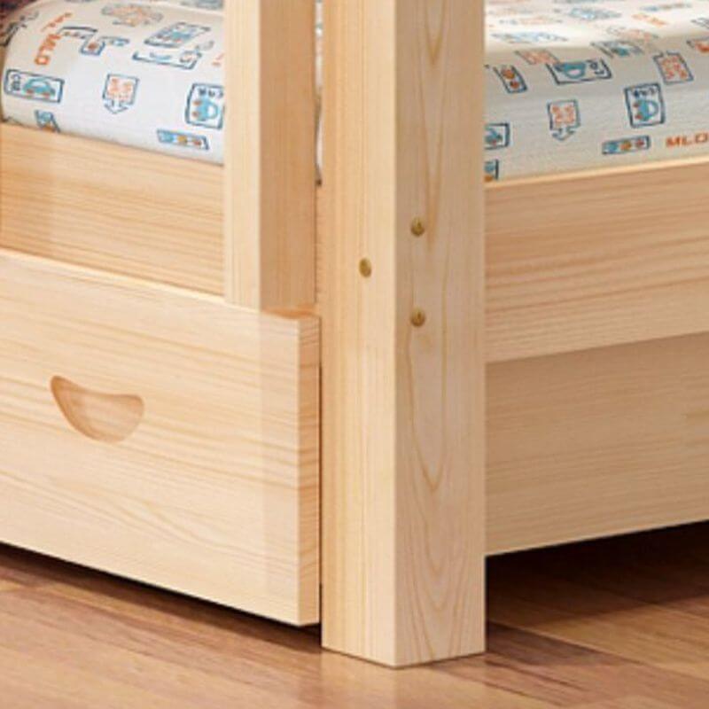 Modern Wood Bunk Bed with Ladder and Storage for Kids