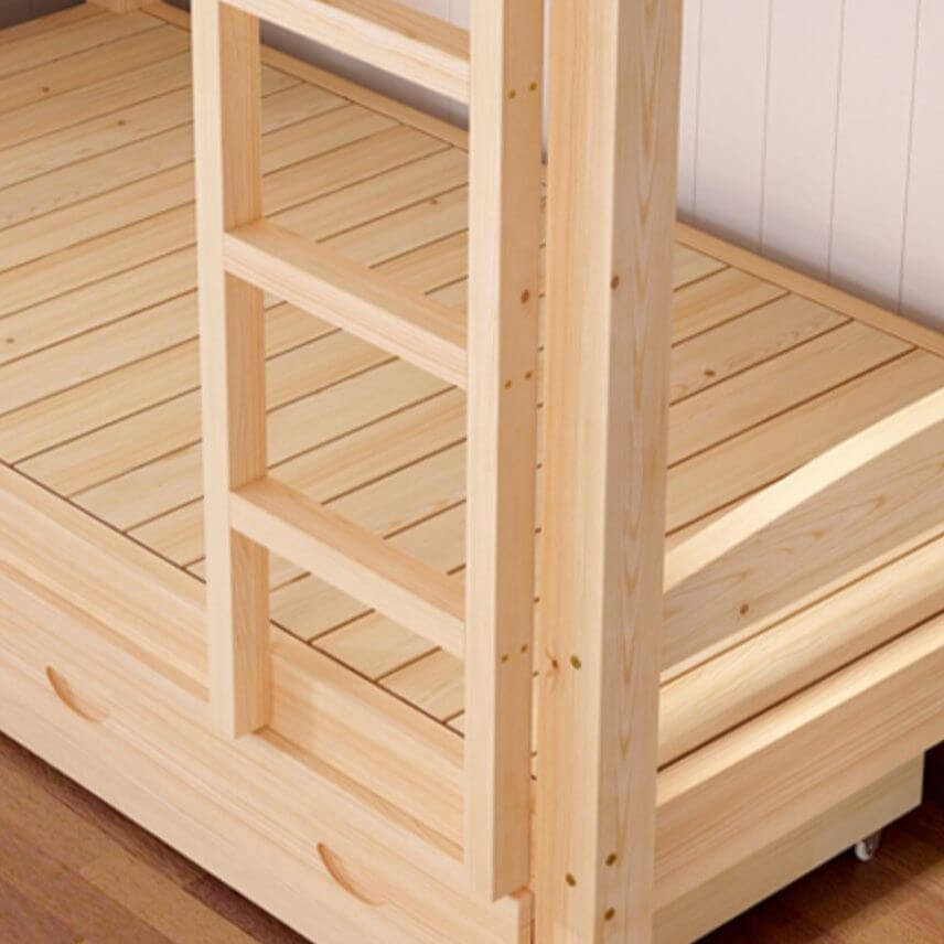 Modern Wood Bunk Bed with Ladder and Storage for Kids